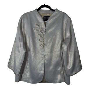 Bob Mackie Wearable Art Metallic Gold Embroidered Evening Jacket 1X Formal Luxe